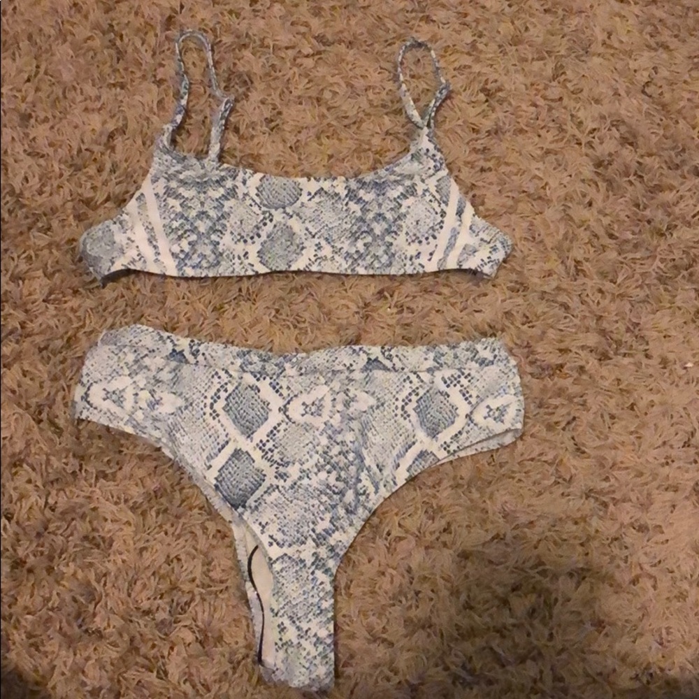 Shein snakeskin high waist bikini swimsuit S